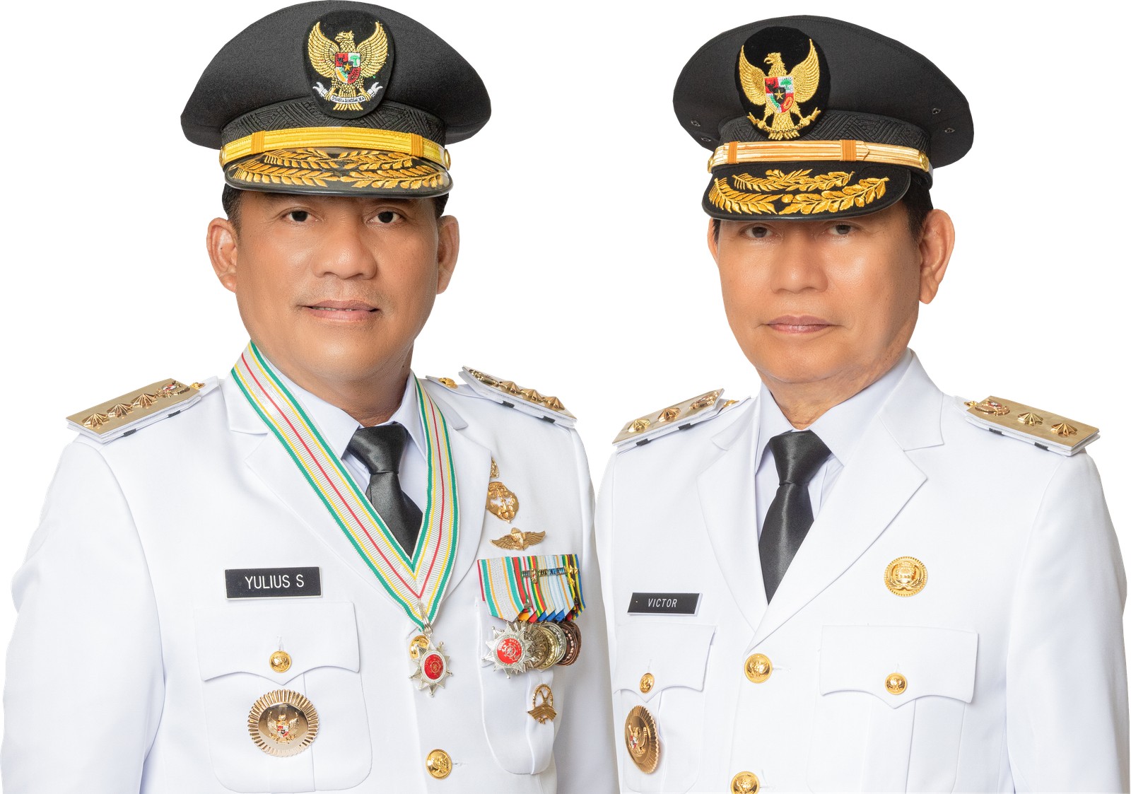 Mayjen TNI (Purn.) Yulius Selvanus, S.E., Gubernur Sulawesi Utara, bersama Dr. J. Victor Mailangkay, S.H., M.H., Wakil Gubernur Sulawesi Utara